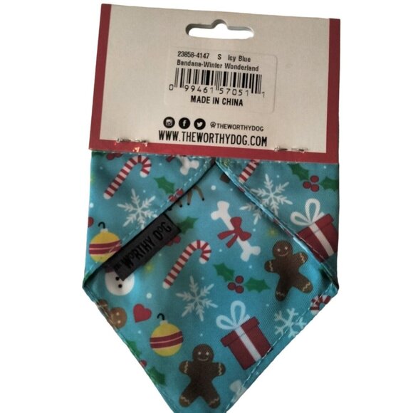 Dog Bandana Christmas Blue Winter Wonderland Worthy Dog - Picture 3 of 11